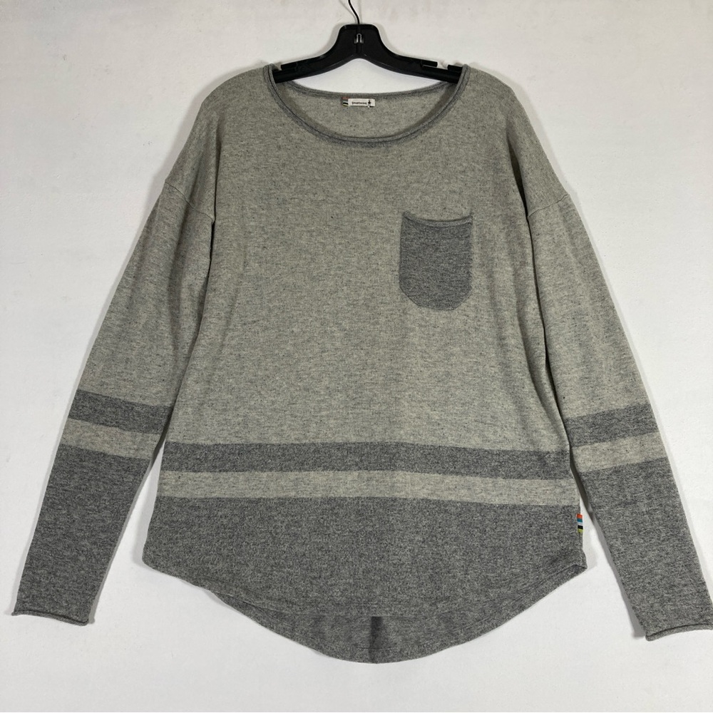 Smartwool Akamina Sweater Crew Neck Pocket Base Layer Wool Blend Gray Size M
